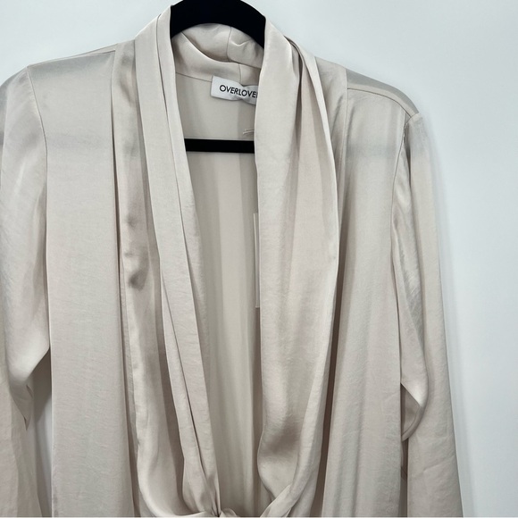 NWT Overlover Betty Satin Mini Dress Off White Silhouette Deep V-Neck XS - Picture 11 of 15